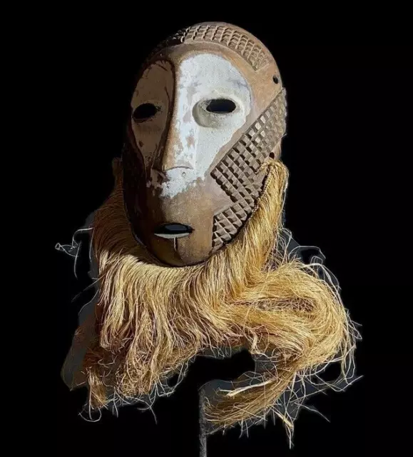 African Mask Lega Passport Mask Congo Wood Ceremonial Wall Hanging-8675