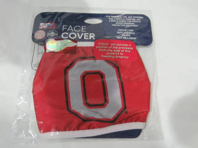 NCAA Ohio State Buckeyes Solid Reusable Face Cover with Replaceable Filter FOCO