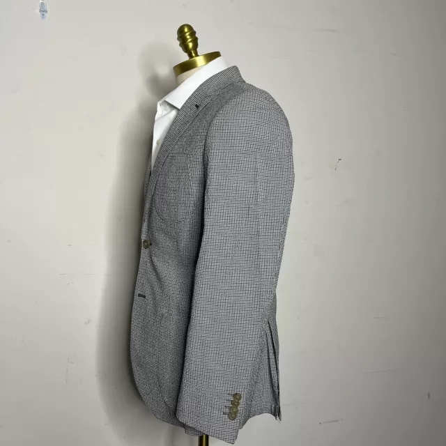 JKT New York Sport Coat Mens Gray Check 38R Cotton Stretch 2