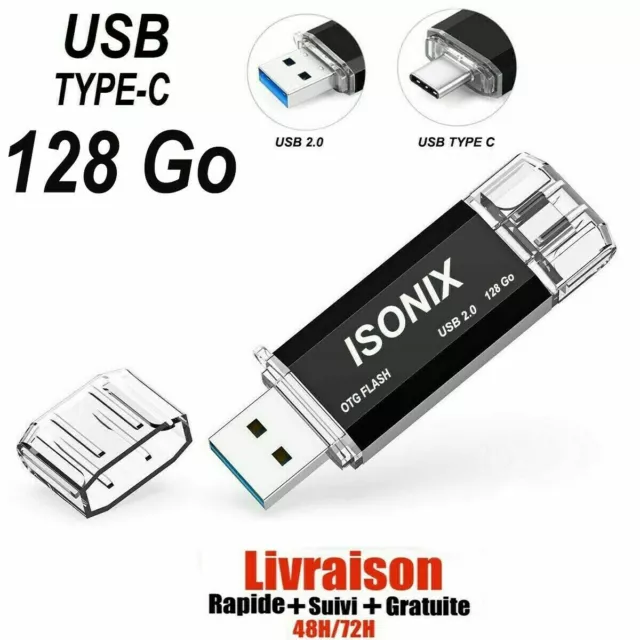 Clé USB 128 Go 128Gb Type C ISONIX OTG USB Flash Drive pour appareils Android/PC