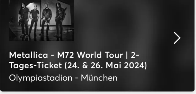 2x 2-Tages-Tickets Metallica München zum Einkaufspreis 24.5.+26.5. Innenraum