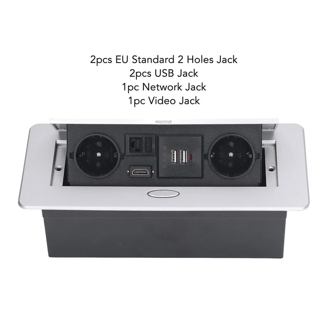 DESKTOP SOCKET 16A Power Strip Table Connection Box Dual USB EU ...