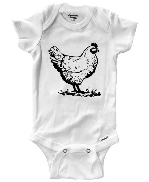 Infant Baby Bodysuit One-Piece Chicken Romper Graphic Funny Tee Animal Farm Pet