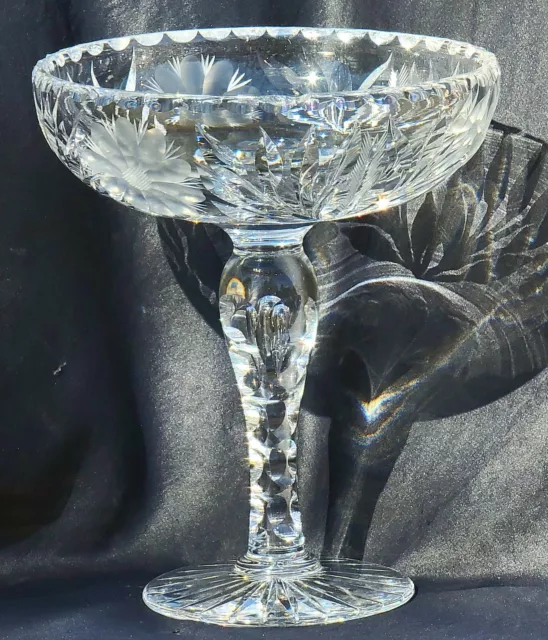 Gorgeous Antique Apb American Brilliant Cut Crystal Pedestal Compote Tazza Bowl