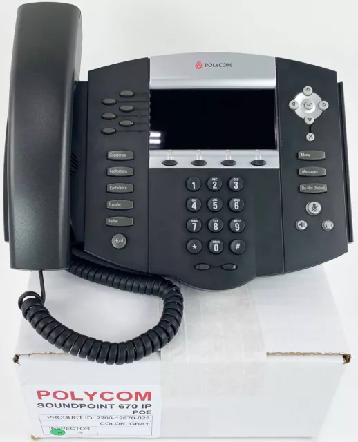 Polycom SoundPoint 670 Gigabit IP Phone PoE (2200-12670-025) - Refurbished- Bulk