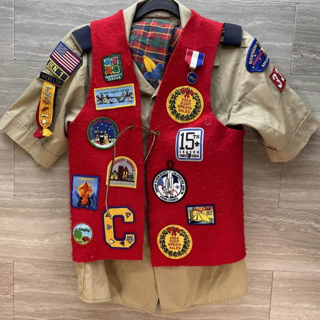 BOY SCOUT BSA Uniform Shirt Youth Medium Short Sleeve Tan Webelos