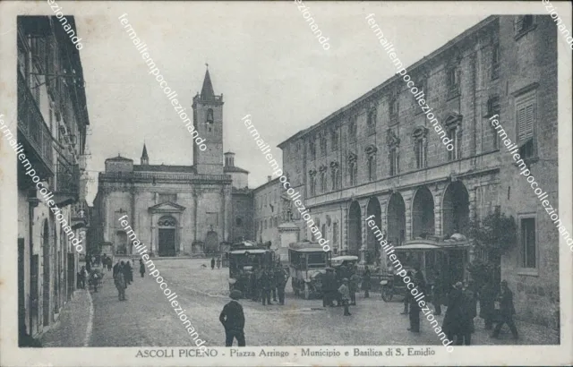 bo787 cartolina ascoli piceno piazza arringo municipio basilica s.emidio marche