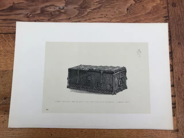 1881- 2 litho ( s. kensington museum ) coffer wrought iron 14th century !