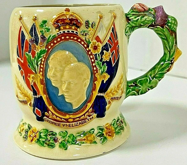 CROWN DEVON KING Vi Queen Elizabeth Coronation 1937 Music Box