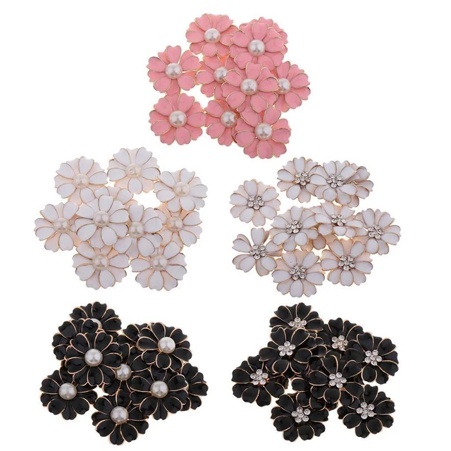 10pcs Strass  Knöpfe Künstliche Perle Flatback Verzierung Deko Strass Steine