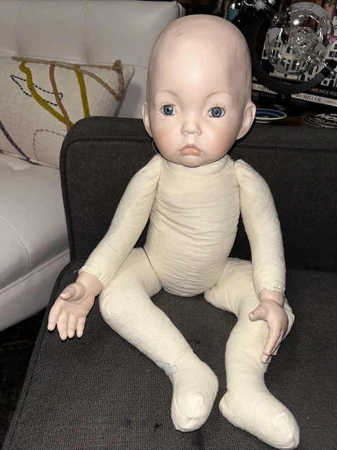 Vintage Handmade 20” Doll Porcelain Bisque Head & Hands With Heavy Body