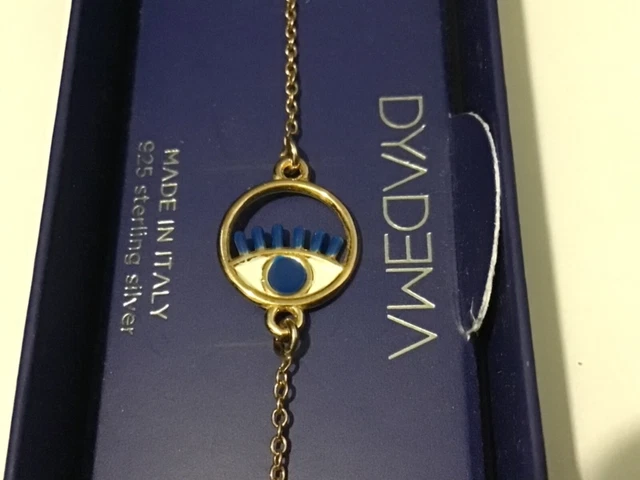 DYADEMA Sterling Silver gold tone All seeing Eye Evil Eye Protection Bracelet