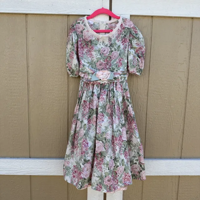 Vintage 90’s Bonnie Jean Floral Dress Girl’s Size 10 Cottagecore Simple Modest