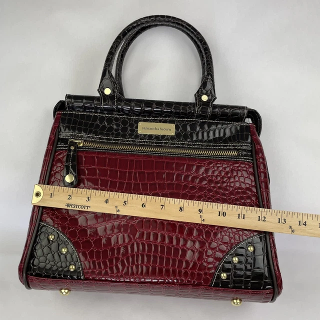 NEW Samantha Brown Croco-Embossed Dowel Travel Bag In Watermelon Red PVC 3