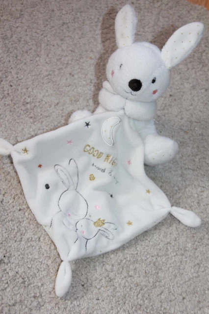 Doudou Simba Toys  Lapin Blanc Mouchoir Good Night Sweet And Lovely Etoile Dore