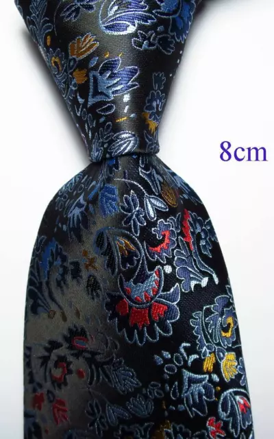 New Classic Floral Black Blue Red JACQUARD WOVEN Silk Men's Tie Necktie