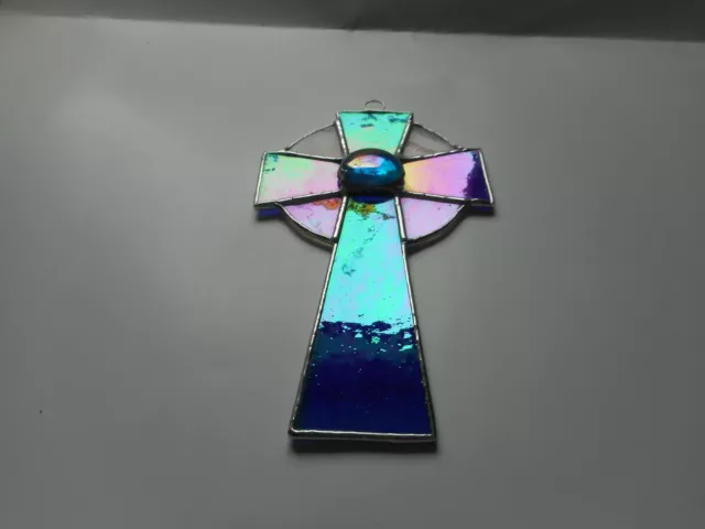 Stained Glass Celtic Cross Suncatcher or Wall Mount.