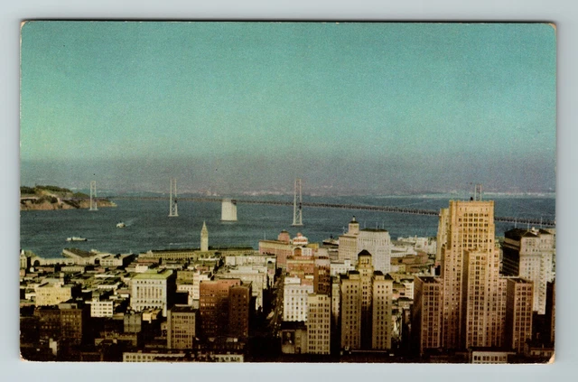 San Francisco CA- California, Aerial Scenic View Town Vintage Postcard