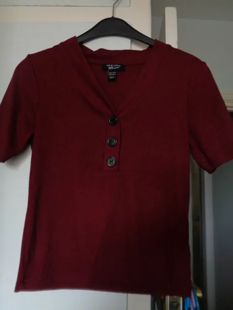 New Look 915 generation maroon red top short sleeve age 14/15
