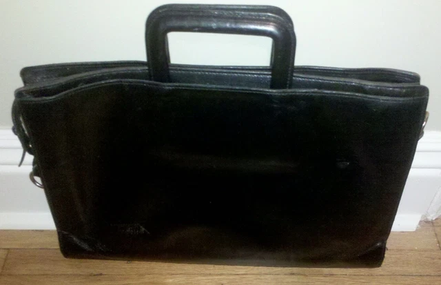 GOLDPFEIL Black Soft Leather Attache Briefcase  - Vintage Style