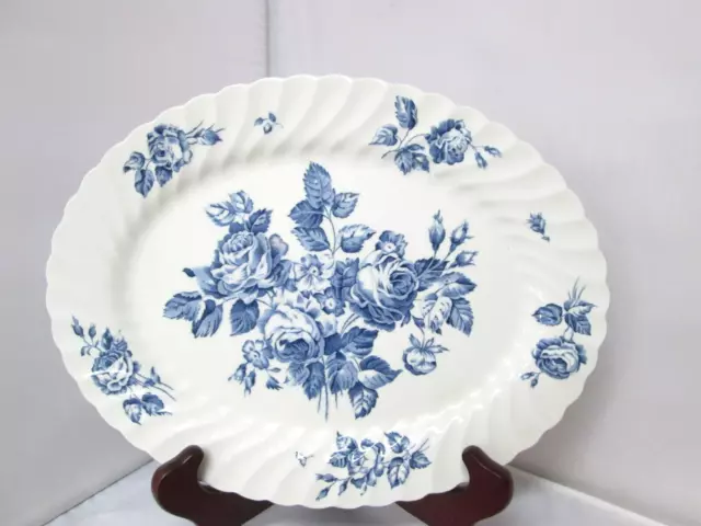 Vintage Johnson Bros Devon Sprays Blue Serving Platter and Bowl Made In England 2