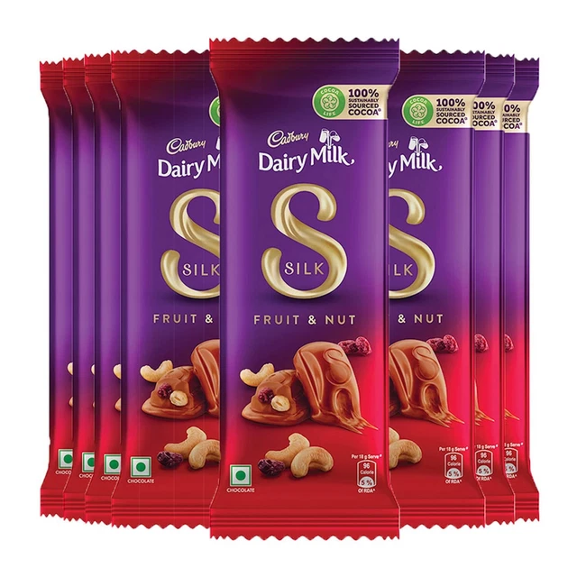 CADBURY DAIRY MILK Silk Fruit & Nut Chocolate Bar, Pack of 8 x 55g 32.