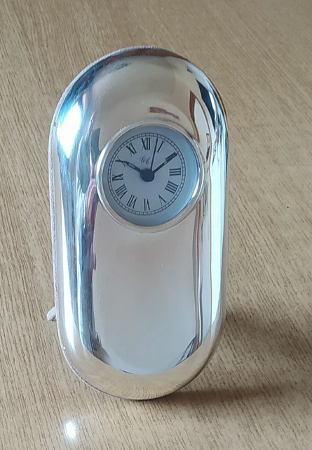 Sveglia Orologio da Tavolo con Cornice in Argento 925 (circa 115 gr) Vintage