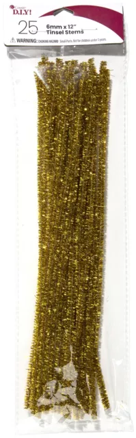 CousinDIY Tinsel Stems 6mmx12" 25/Pkg-Gold TNSLSTM-00891