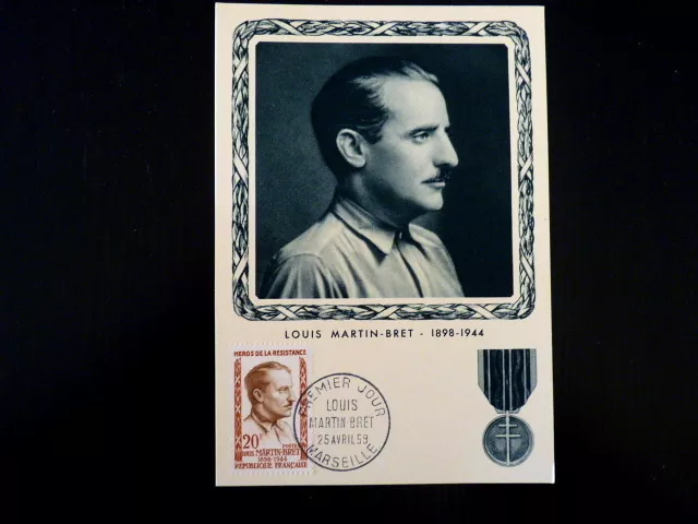 France Premier Jour Fdc Yvert 1201     L.martin Bret     20F    Marseille   1959