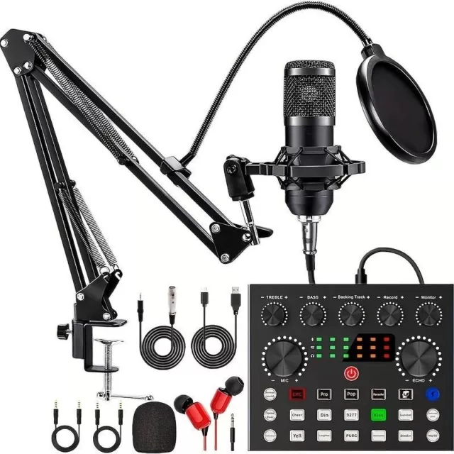Studio Recording Kit für Podcast Live Stream Tik Tok Music Mixer 10 Sound button
