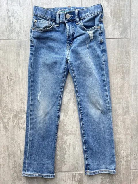 Gap Kids Boys Stretch Denim Jeans Washwell Tapered Slim Leg Light Wash 6 Regular