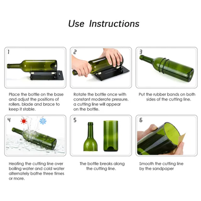 Glass Bottle Cutter, Upcycle EZ-Cut, Wine & Beer Bottle Cutting Machine  Tool: Ultimate Kit + Heat Breaking Tool + Gloves + Sandpaper