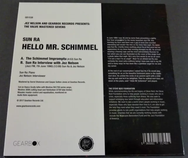 Sun Ra Rsd Hello Mr. Schimmel Record Store Day 7" Vinyl Single Steve Reid Neu 2