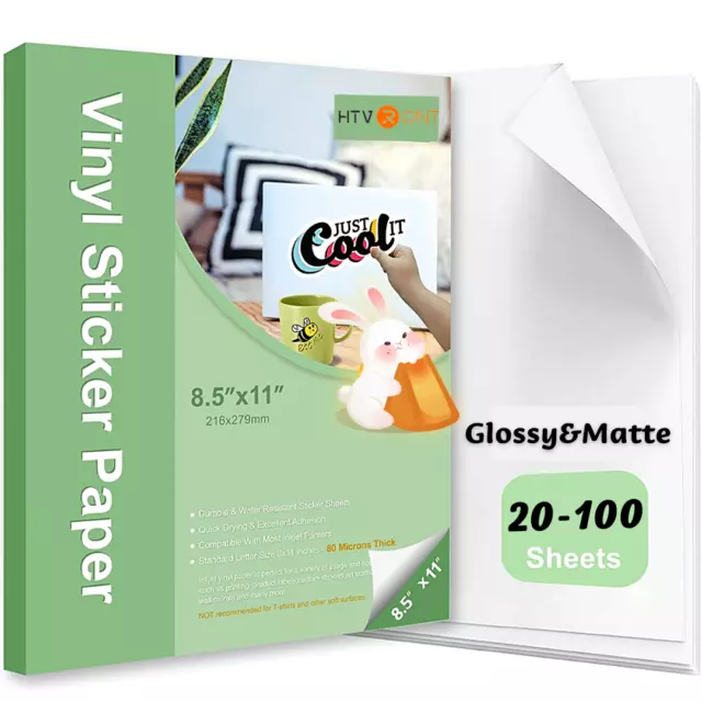 40 Full Sheets Printable Vinyl Sticker Paper Waterproof Glossy