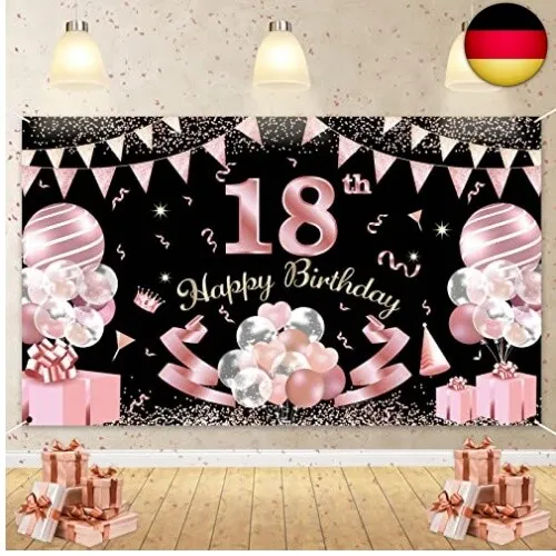 FunHot 18. Geburtstag Party Dekorationen Hintergrund und Tür Banner für M