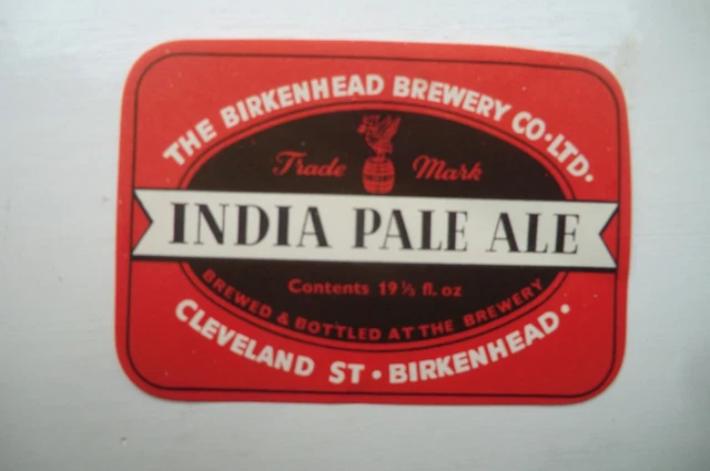 BIRKENHEAD BREWERY INDIA PALE ALE 19 1/3 fl oz BREWERY BEER BOTTLE LABEL