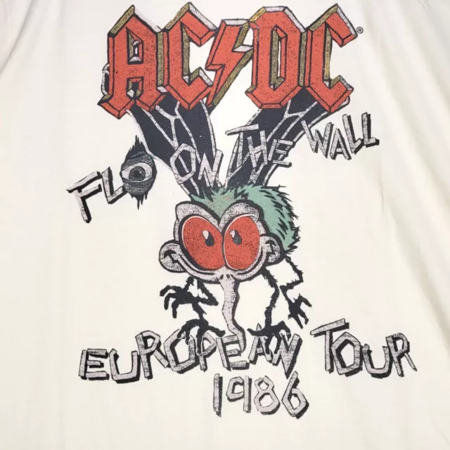 Lucky Brand ACDC Shirt ADULT 2XL XXL WHITE CREAM METAL 86 CONCERT TOUR NWT