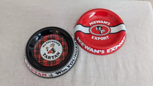 Vintage Wm. Younger’s Tartan Beer  & McEwan's Export Metal Ashtrays, Lot of 2