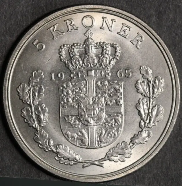 1965 Denmark 5 Kroner Coin High grade