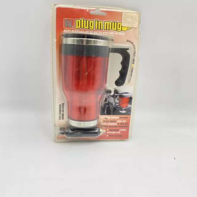 16oz Stainless Steel 12v Plug In Car Hot or Cold Insulated 16Oz NEW