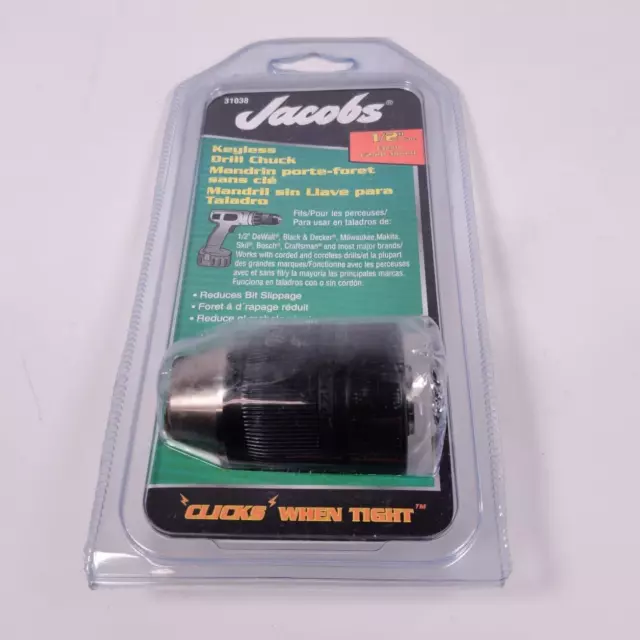 Jacobs 31038 - 1/2" (13mm) Keyless Drill Chuck - 1/2 - 20 Thread Mount