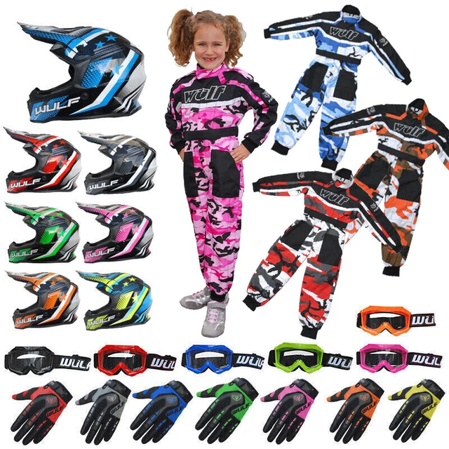 Wulf Kids Combinaison Karting Junior - Taille XS 3-4 Ans (Camo Orange) Avec Gants