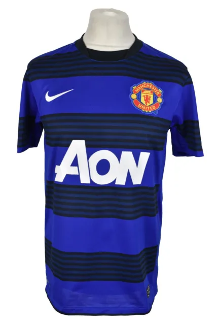 NIKE Manchester United 2011-13 Away Football T-Shirt size M Mens Blue Vintage