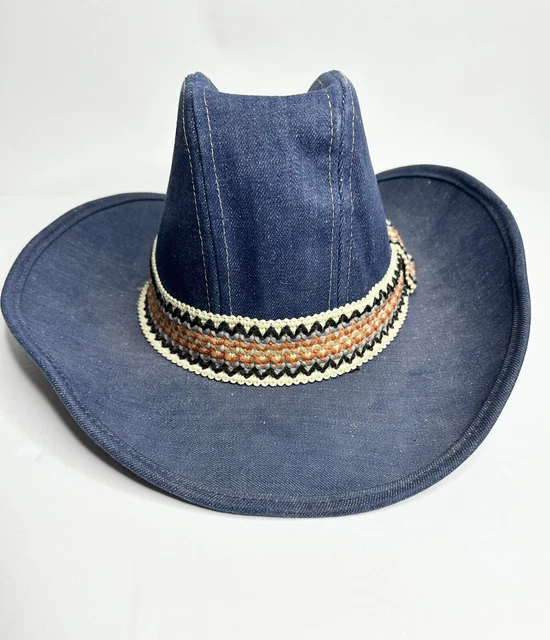 VINTAGE BAILEY UROLLIT Blue Denim Western Cowboy Hat Size Large 7 1/4
