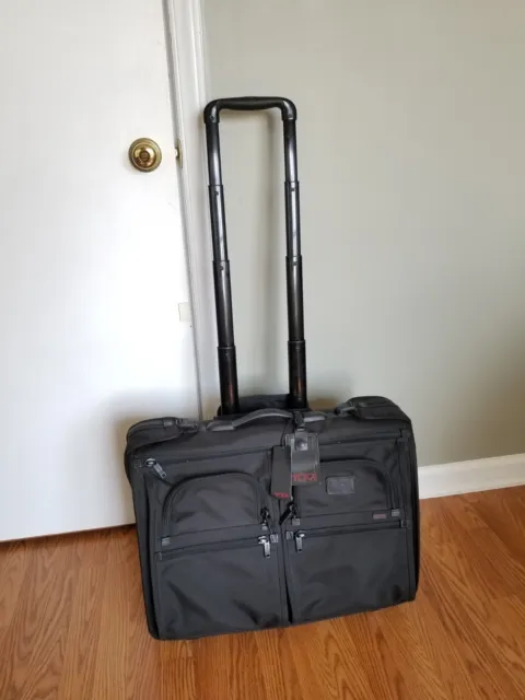 Tumi Alpha Wheeled Carry On Garment Bag Black ballistic Nylon Luggage 22033dh