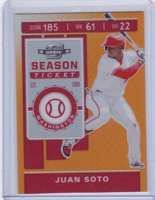 Juan Soto 2020 Panini Contenders Optic Season Ticket Orange Prizm 1/17