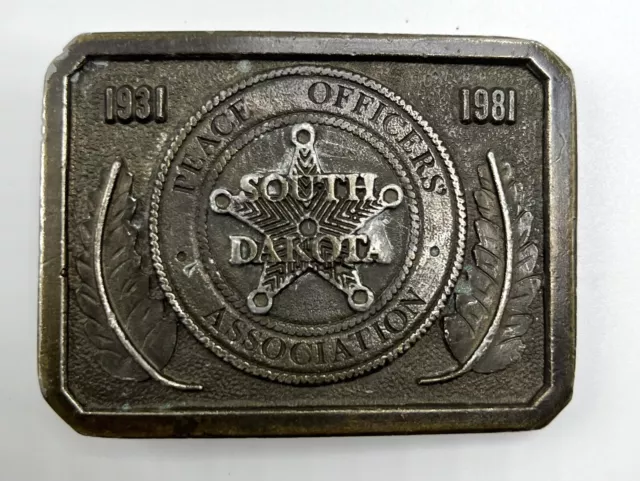 1981 South Dakota Peace Officers Association Belt Buckle 50th Ann. Limited Edit