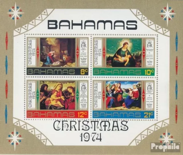 bahamas Bloc 12 (complète edition) neuf avec gomme originale 1974 Noël