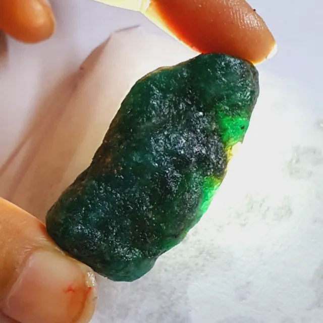 95 CTS NATURAL TRANSLUCENT BRAZILIAN EMERALD ROUGH LOOSE GEMSTONE s337 f171