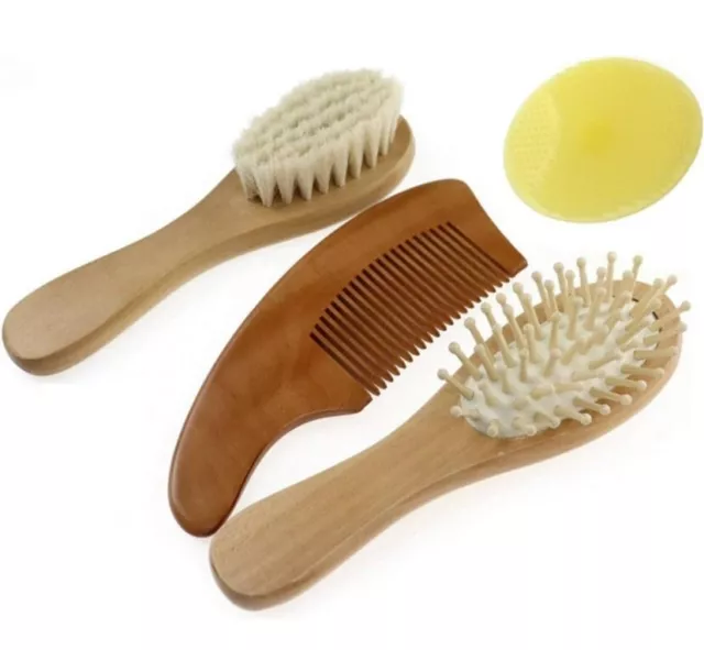 Baby Hair Brush and Comb Set – 4 Pc Grooming Kit